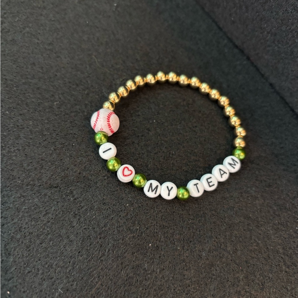 Gold and Green Beaded Jewelry Bracelet